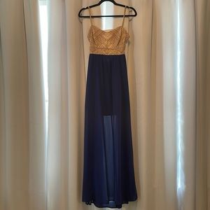 🍅JEALOUS TOMATO love culture blue and tan dress